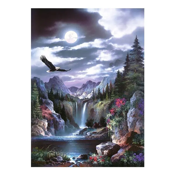 Ever Moment-pintura diamante 3F1724, paisaje, cascada, águila, taladro cuadrado completo