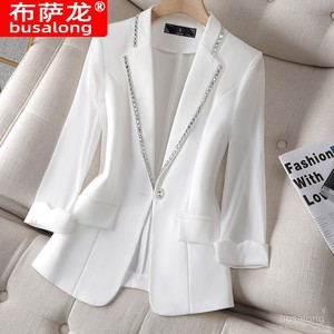 Vestes Personnalisées pour Femmes Blazer Hepburn Manteau <span class=keywords><strong>Femme</strong></span> 2023 à Queue de Rondelle Double Boutonnage à Manches Châle - Product Image 3