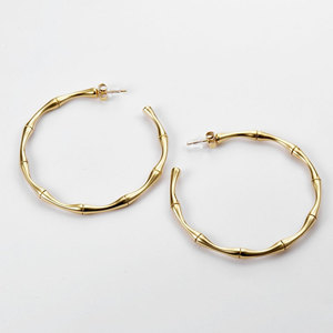 ต่างหูทองคำสีทองแบบกำหนดเอง 14k 18k ชุบทอง PVD แฟชั่น ต่างหูสแตนเลส 316L รูปทรงไม้ไผ่ สำหรับผู้หญิง - Product Image 5