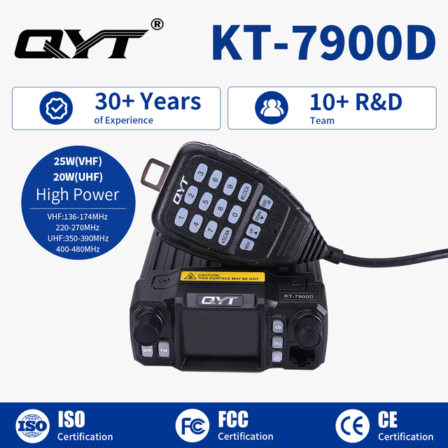 Quad Band Mobile Radio QYT KT-7900D VHF UHF Mini Color Screen for Taxi Transceiver Car Truck Ham Radio
