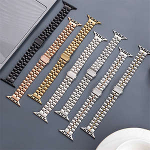 Correa Delgada de Acero Inoxidable para <span class=keywords><strong>Apple</strong></span> <span class=keywords><strong>Watch</strong></span> Ultra 2 11 9 SE 49mm 46mm 45mm 44mm 41mm 40mm, Brazalete Metálico Delgado de Lujo para Mujer con 3 Cuentas - Product Image 3