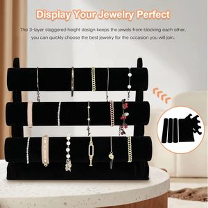 Expositor de Joyería de Terciopelo de Lujo Hecho a Mano, Soporte Personalizado para Pulseras, Brazaletes y Relojes con Accesorios para Pendientes y Otras Joyas - Product Image 4