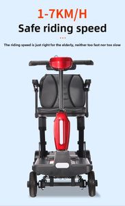 Fauteuil roulant électrique pliable en gros, en alliage d'aluminium, avec batterie au lithium, pour personnes âgées, moteur 24V 180W, capacité 120 kg - Product Image 5