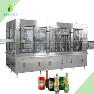 Botella de vidrio automática 3 en 1, equipo de planta de procesamiento de cerveza alcohólica, licor, bebida, whisky, vodka, línea de llenado de cerveza