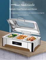 Chauffe-Plats Électrique Rectangulaire en Acier Inoxydable pour Buffet, Capacité 6L/9L, Contrôle Manuel de la Température