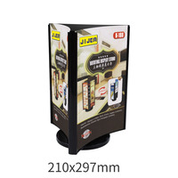 Présentoir de menu A4 rotatif à 3 faces en plastique Porte-affiche écologique pour restaurants bureaux Porte-papier de table au détail