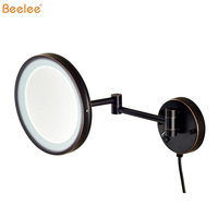 Espejo Cosmético de Pared con Iluminación LED Ajustable, Acabado Bronce Envejecido, con Aumento de 3X, para Baño, Marca Beelee