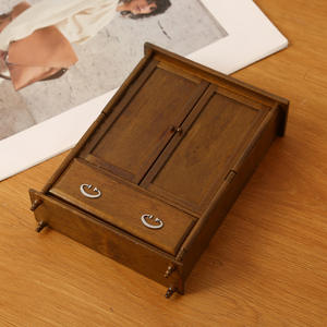 1:12 casa de muñecas DIY modelo de muebles en miniatura con armario europeo Simple de dos puertas accesorios de madera de bolsillo juguete para jugar - Product Image 4