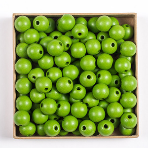 16mm Natural Wood <b>Beads</b> <b>Color</b> Natural Wood <b>Beads</b> Colorful Round Wood <b>Beads</b> with Holes DIY Accessories - Product Image 1