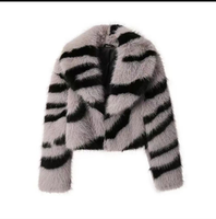 2023 hiver nouveauté luxe femmes fausse fourrure de vison manteau moelleux fourrure vestes recadrée vêtements avec zèbre Style chaud P manteaux