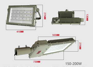 Lampione LED 200W 5000-5500K Antideflagrante Illuminazione a Proiezione IP65 ATEX Ex Rated Luci Impermeabili Ignifughe Lampada Stradale - Product Image 2