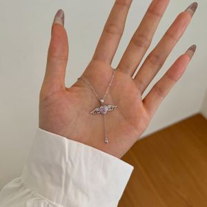 Colliers pendentifs Dylam Elegance Fine Fashion Jewelry en argent 925 avec chaîne à maillons, zircon cubique 5A, cœur, ailes, ange, amour - Product Image 4
