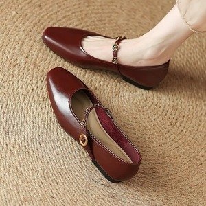 Single shoe women's spring 2026 new style bold rose red French <b>flat</b> Mary Jane sandals - Product Image 3