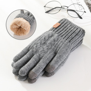Mùa Thu Mùa Đông Hàn Quốc Thời Trang Thân Thiện Với Môi Len/Nylon Găng Tay Dày Rắn Màu Dệt Kim Màn Hình Cảm Ứng Găng Tay Người Đàn Ông Phụ Nữ Giản Dị Ấm Áp - Product Image 5