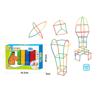 Juguete de Tubos de Plástico DIY, 300 Piezas, Conectores de Tubos de Paja, Bloques de Construcción 4D para Niños - Product Image 2