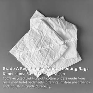 Paños de limpieza 100% algodón blancos, trapos de limpieza reciclados, paños reutilizados. - Product Image 2