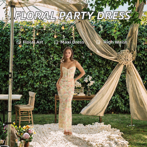 Floral <b>Spaghetti</b> <b>Strap</b> Digital Printing Maxi <b>Dress</b> Sleeveless A-Line Party Square Collar Casual Summer <b>Dress</b> - Product Image 2