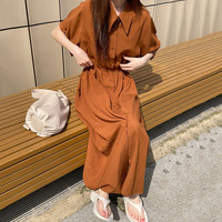 Robe décontractée ample pour femme, col rétro, simple boutonnage, nouvelle collection été 2026, vente en gros pour boutiques