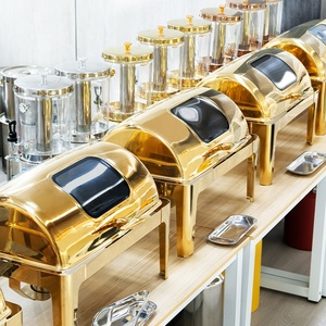 Phục vụ đồ dùng nhà bếp đặt lẩu chafer món ăn tự chọn bộ chafing món ăn tự chọn bếp thực phẩm tự chọn hiển thị ấm hơn - Product Image 5