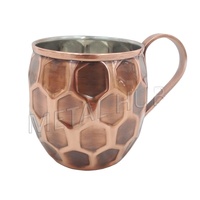Tasse à mule de Moscou en acier inoxydable cuivre antique avec poignée | Verres avec logo personnalisé pour cafés, bars et cadeaux