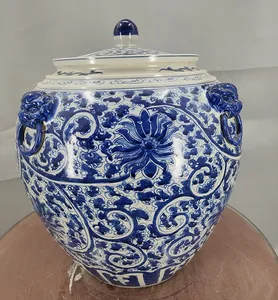 Blue and white jingdezhen antique chinese porcelain classic flower vase home decoration items for kitchen storage