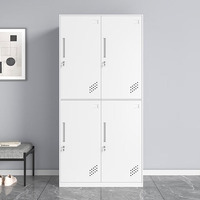 Armoire métallique moderne à 4 portes, casier à vêtements en acier, armoire de rangement avec barre de suspension et étagères réglables pour la maison et le bureau