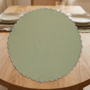 2025 Ridhi Reusable Embroidered Green Round Cotton Eco-Friendly Kitchen <b>Table</b> Mat <b>Placemats</b> - Product Image 3