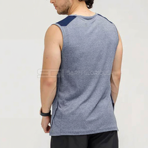 Camiseta Deportiva Gris para Hombre, sin Mangas, con Bolsillo Lateral con Cremallera, Chaleco Deportivo Ajustado con Panel de Contraste en los Hombros - Product Image 1