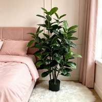 Objets décoratifs en gros, faux arbre Ficus Elastica, arbres artificiels en plastique, arrangements floraux, décoration intérieure et extérieure