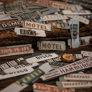 Paquete de pegatinas decorativas de palabras en inglés Vintage 60 unids/bolsa <span class=keywords><strong>serie</strong></span> larga grabable Little Creed para libro de chatarra Kraft y Bloc de notas - Product Image 2