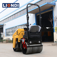 Compacteur à rouleaux vibrants Liondi Honda 1 tonne DVR-1000, double tambour, système entièrement hydraulique, pneumatique de haute qualité, caoutchouc