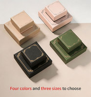 Boîte à bijoux avec cadre estampé or, couvercle supérieur et inférieur, boîte rigide exquise pour bagues, boucles d'oreilles, coffret cadeau pour bijoux, emballage d'accessoires