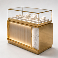 Comptoir de magasin de bijoux de luxe moderne, design en aluminium et verre trempé, table de présentation de bijoux, vitrine à montres et bijoux