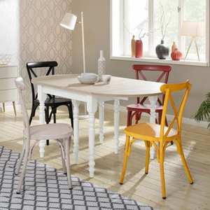 Mesas de café de alta resistencia, sillas de aluminio apilable con respaldo cruzado, estilo Industrial Vintage, Material de madera de hierro, uso interior para restaurante - Product Image 1