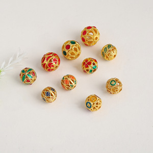 Cuentas de esmalte cloisonné redondas huecas con efecto de goteo de aceite, cuentas de la suerte para la fabricación de joyas DIY, pulseras, collares, accesorios al por mayor - Product Image 3
