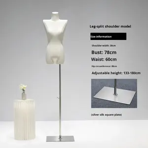 Mannequin en plastique PP sans tête, version coréenne, adulte, épaules plates, angle <span class=keywords><strong>droit</strong></span>, femme, demi-corps, pose debout, pour bijoux - Product Image 6