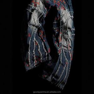 Unique New Trendy Denim Pant Colorful Flower Pattern Patchwork <strong>Women</strong> Jeans Denim Pants <strong>Trousers</strong> - Product Image 5