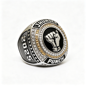 Promotion : Bague <span class=keywords><strong>de</strong></span> championnat <span class=keywords><strong>de</strong></span> baseball pour jeunes, en métal jaune, avec logo personnalisé en relief, <span class=keywords><strong>vente</strong></span> en gros Chine - Product Image 1