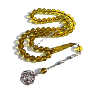 하이 퀄리티 노란색 투명 이슬람기도 10mm 51 구슬 수지 용품 판매를위한 Tasbih 세련된 Tasbeah 아랍어 시계 묵주 - Product Image 3