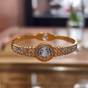 กำไลข้อมือคริสตัล สแตนเลสสตีล 316L ชุบทอง PVD ดีไซน์ทรงกลมตรงกลาง เครื่องประดับแฟชั่น - Product Image 3