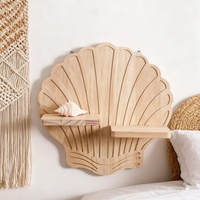 Étagère murale en bois de pin créative en forme de coquillage, style bohème moderne et simple, pour pot de fleurs, décoration d'intérieur, vente en gros