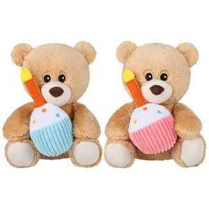 Wholesale Cheap Plush Brown Bear Manufacturers Trade Small Custom Birthday Cake Soft Teddy Bear Plush Toy for Baby Gifts