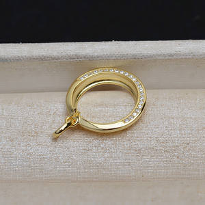 WENCHI S925 Plata Redonda 14mm Perla de Mármol Colgante Componente Semiterminado para Joyería DIY Bandeja Vacía - Product Image 2