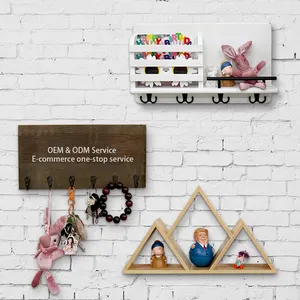 Wooden Holder Home Decor Wall Shelf Mounted Mail Holder Wooden Mail Sorter Organizer With Key Holder