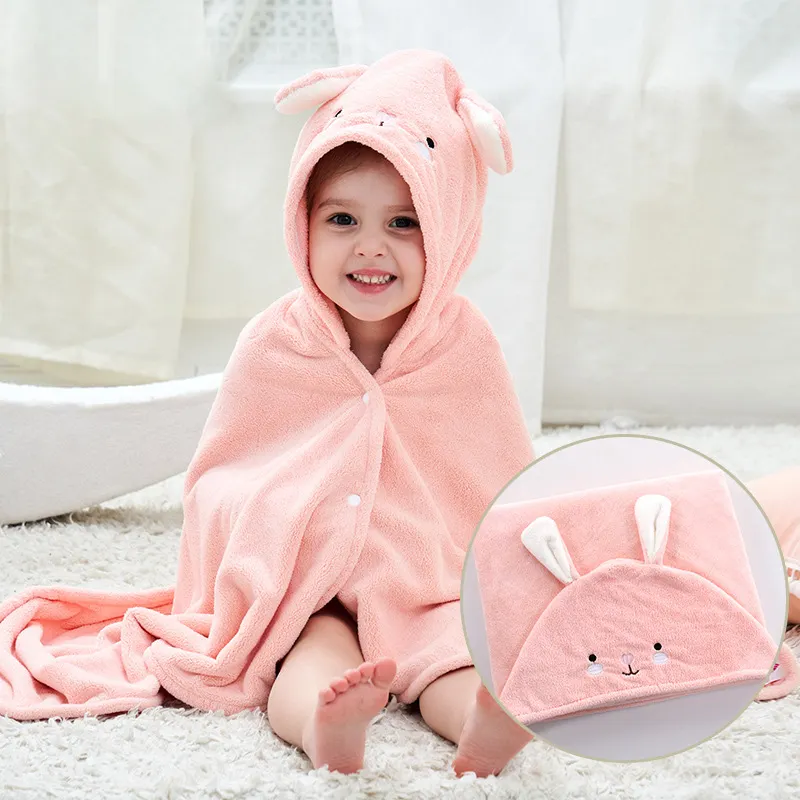 Baby Bath Towel Class A Coral Fleece Soft Absorbent Newborn Baby Hug Quilt Cloak Newborn Bath Hooded Bathrobe