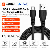 Kabel Micro USB Hitam Tahan Lama 2.4A Pengisian Cepat Fleksibel PVC Android untuk Kindle Fire Speaker Bluetooth PS4 Android