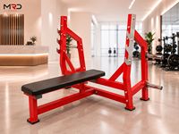 MRD Commercial Flat Bench Press Machine Barbell Bench Rack Chest Strength Training Weight Lifting Gym Fitness Equipment Safety