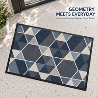 Tapis d'entrée HM robuste personnalisé avec logo, surface en nylon lavable, dos antidérapant en caoutchouc pour entrées de commerce intérieures