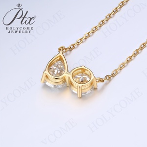 Collier pendentif double forme en argent sterling 925 avec Moissanite coupe ronde VVS1 Bijoux Cadeau pour femmes Occasions spéciales - Product Image 3
