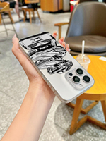 Coques de téléphone portable JDM DIY style voiture classique, en TPU, finition argentée peinte aux UV, antichoc, anti-traces de doigts, protection de l'objectif